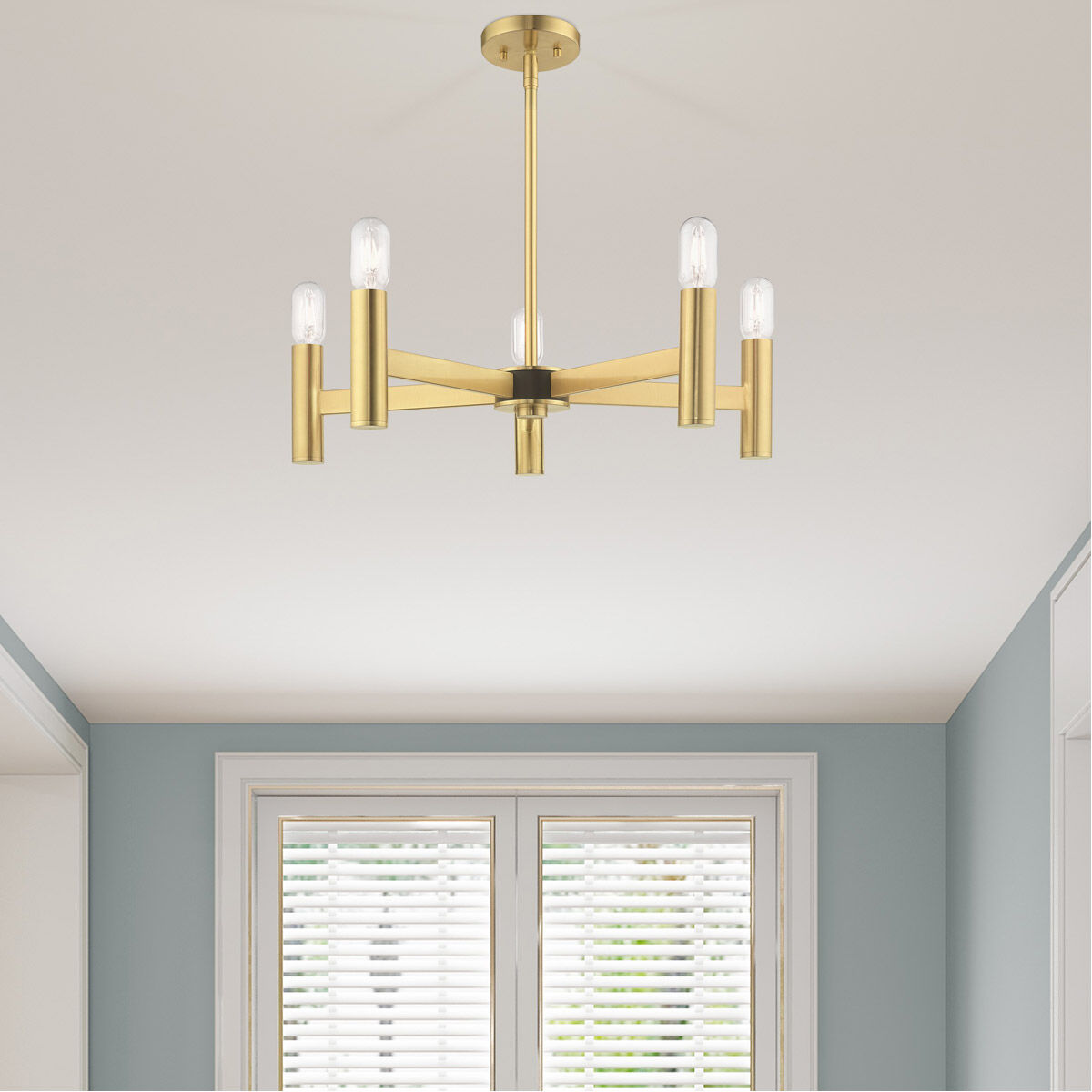 Copenhagen 5 Light 25 inch Satin Brass Chandelier Ceiling Light