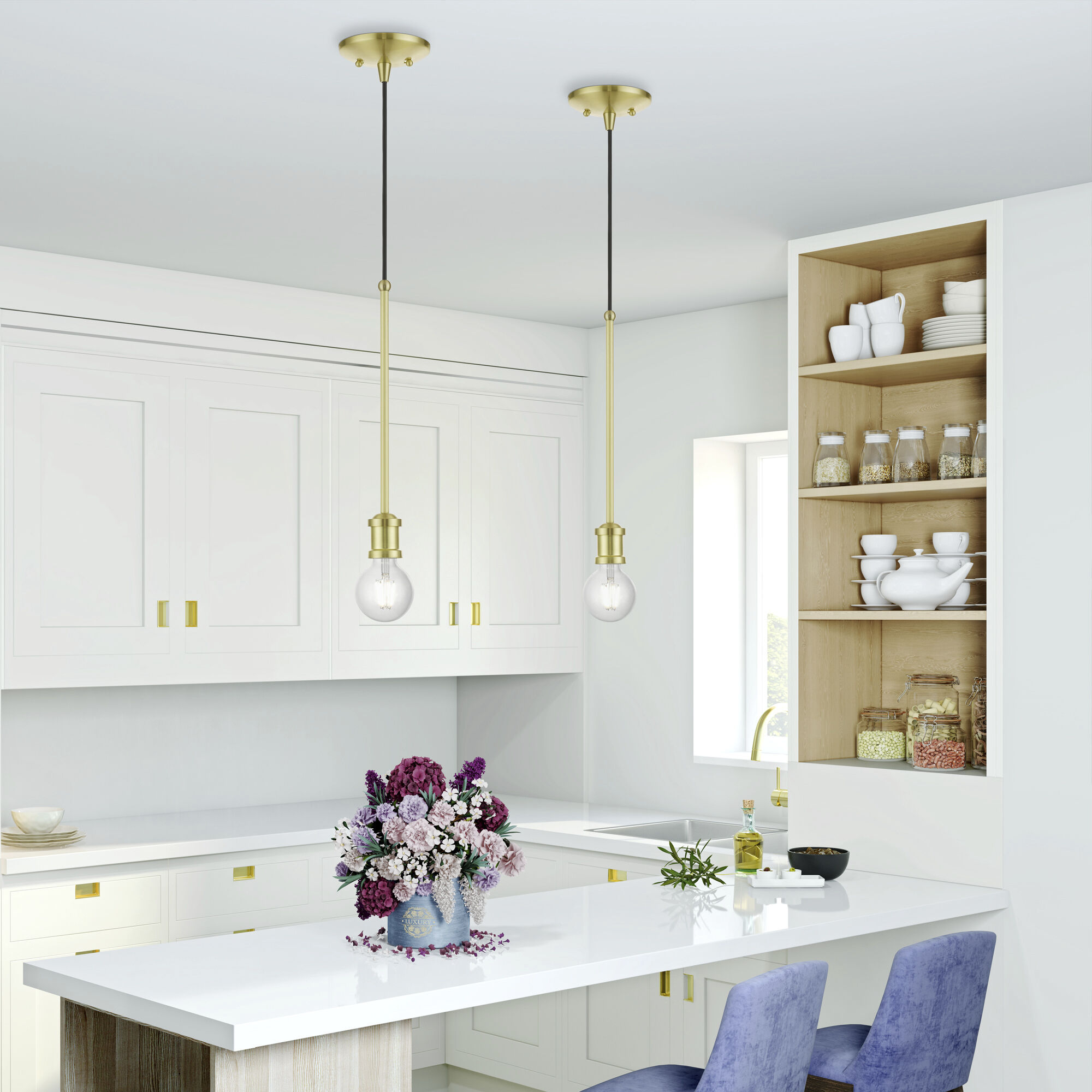 Lansdale 1 Light 5 inch Satin Brass Single Pendant Ceiling Light, Single