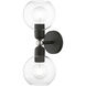 Downtown 2 Light 6.5 inch Black with Brushed Nickel Accents Vanity Sconce Wall Light, Sphere