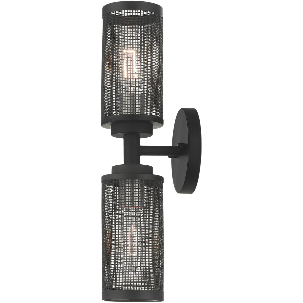 Industro 2 Light 5 inch Black with Brushed Nickel Accents Sconce Wall Light