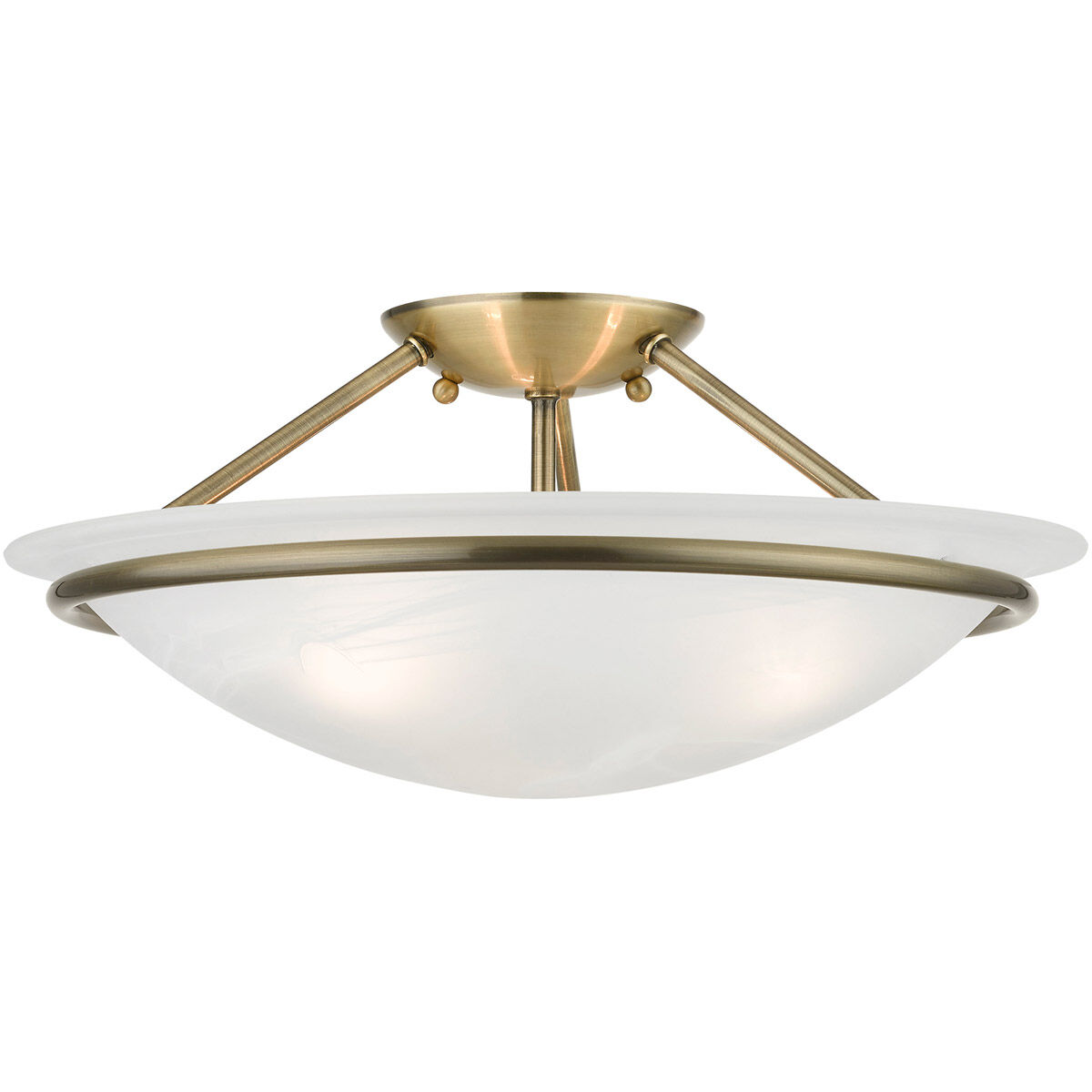 Newburgh 3 Light 16 inch Antique Brass Semi-Flush Ceiling Light