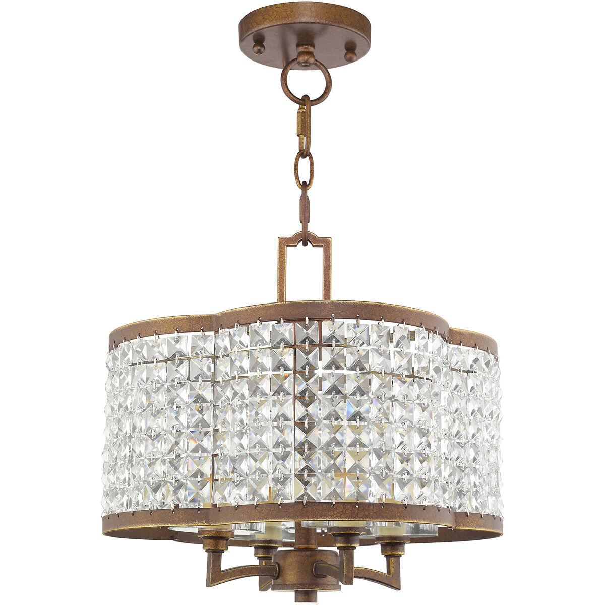 Grammercy 4 Light 14 inch Hand Painted Palacial Bronze Convertible Mini Chandelier/Ceiling Mount Ceiling Light