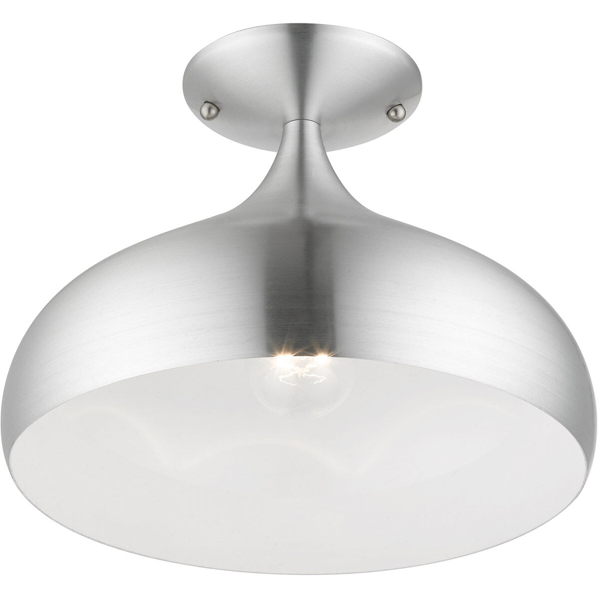 Amador 1 Light 12 inch Brushed Aluminum with Polished Chrome Accents Semi-Flush Mount Ceiling Light