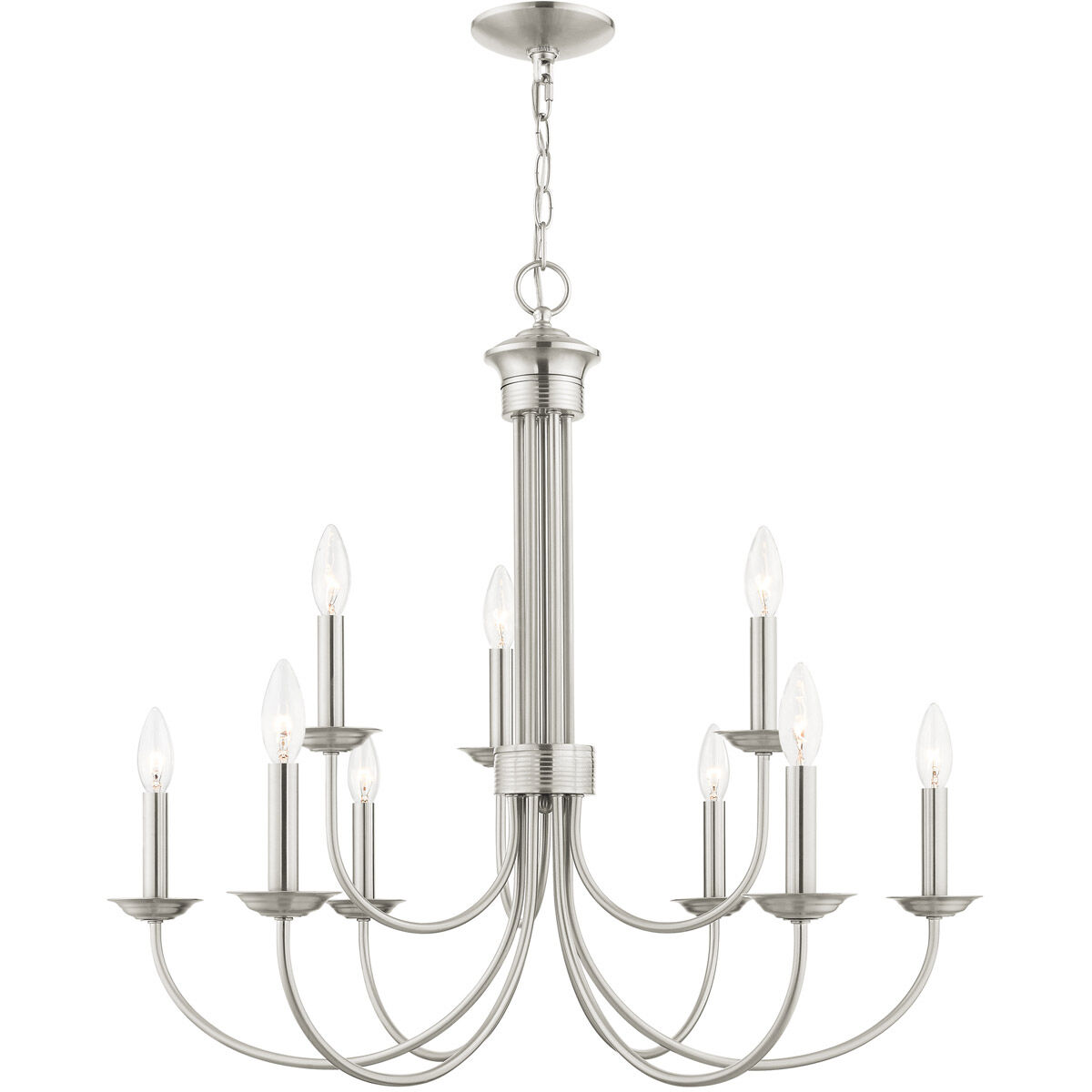 Estate 9 Light 30 inch Brushed Nickel Chandelier Ceiling Light