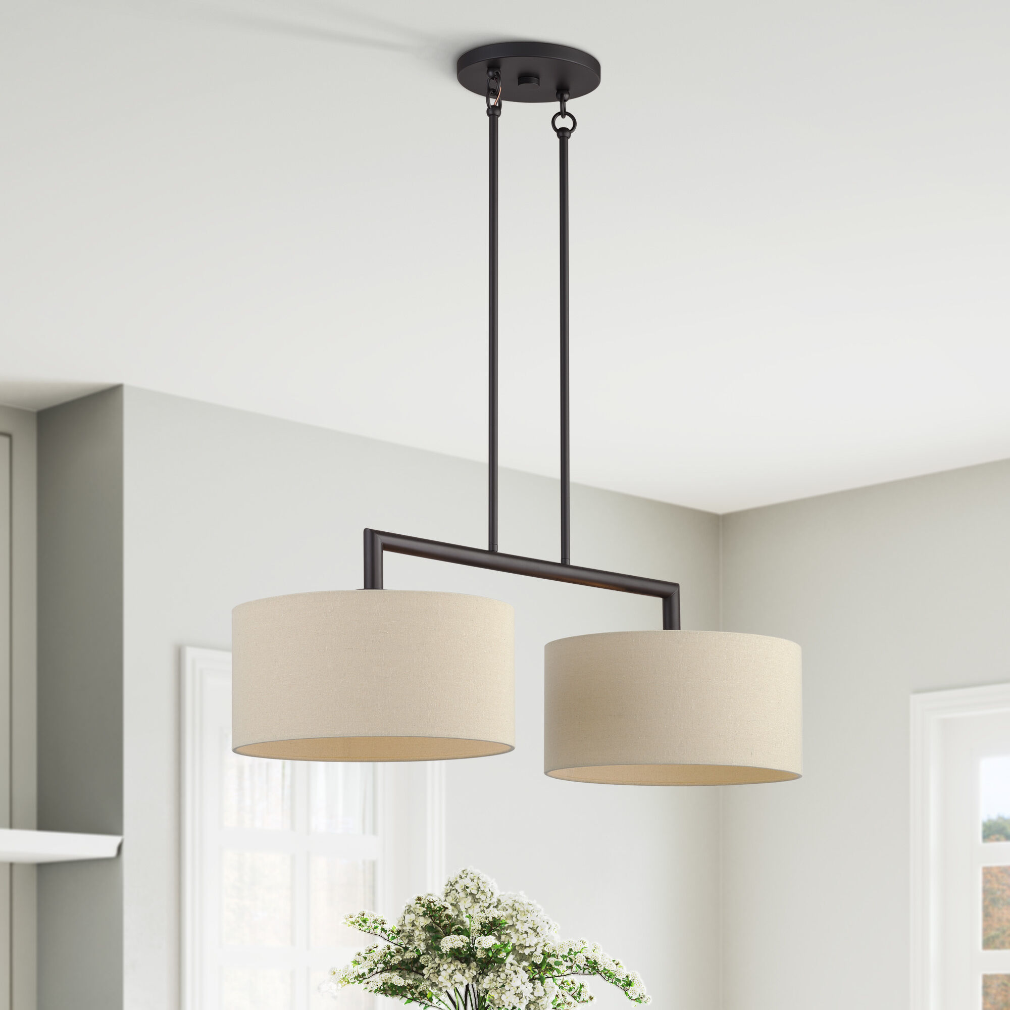 Bellingham 2 Light 35 inch Bronze Linear Chandelier Ceiling Light, Large