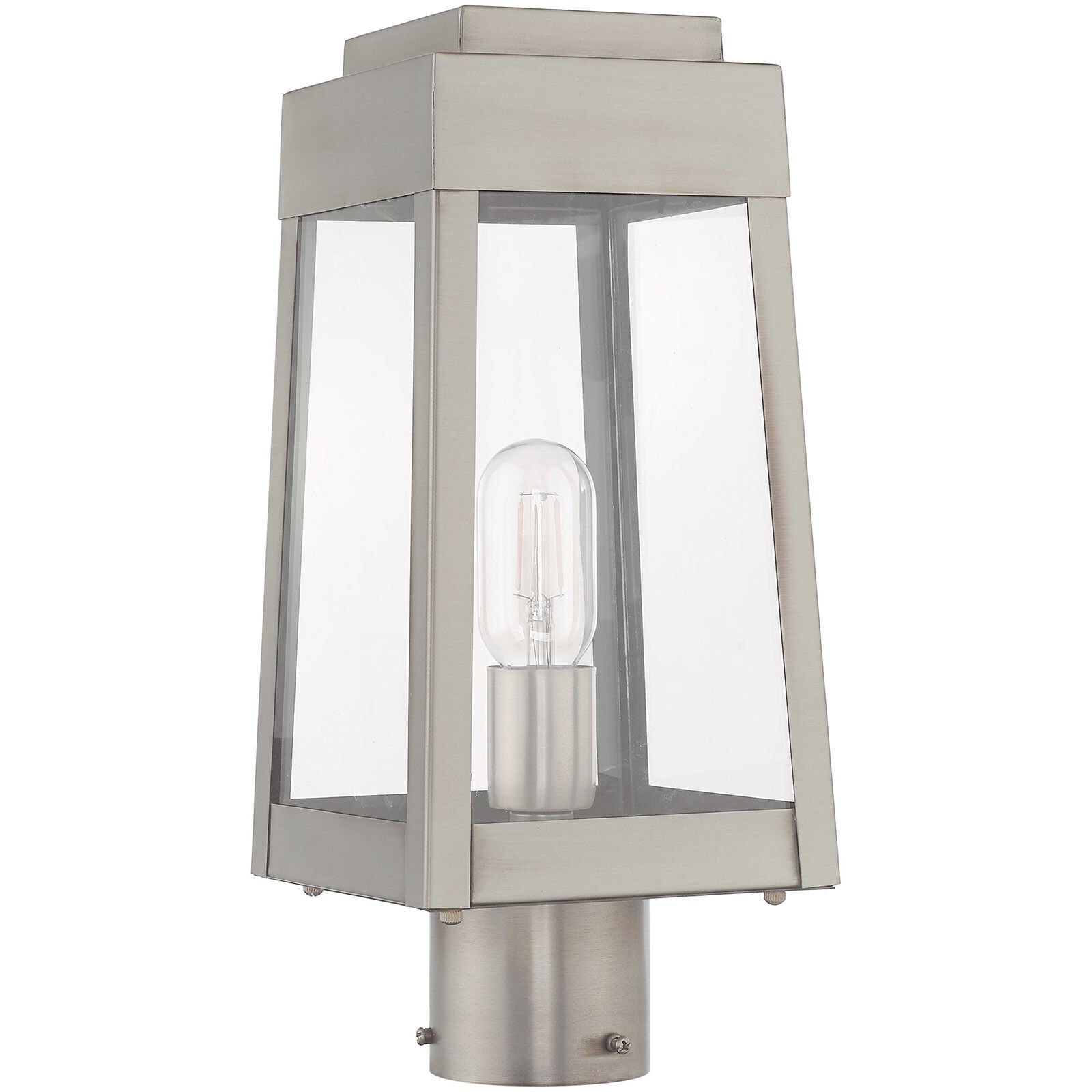 Oslo 1 Light 15 inch Brushed Nickel Outdoor Post Top Lantern