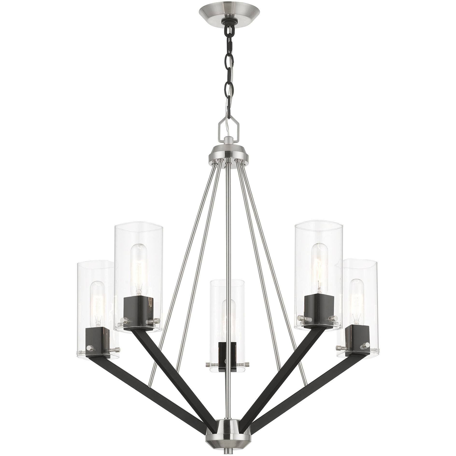 Beckett 5 Light 26 inch Brushed Nickel & Black Chandelier Ceiling Light