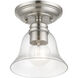 Moreland 1 Light 6 inch Brushed Nickel Small Semi-Flush Ceiling Light, Small