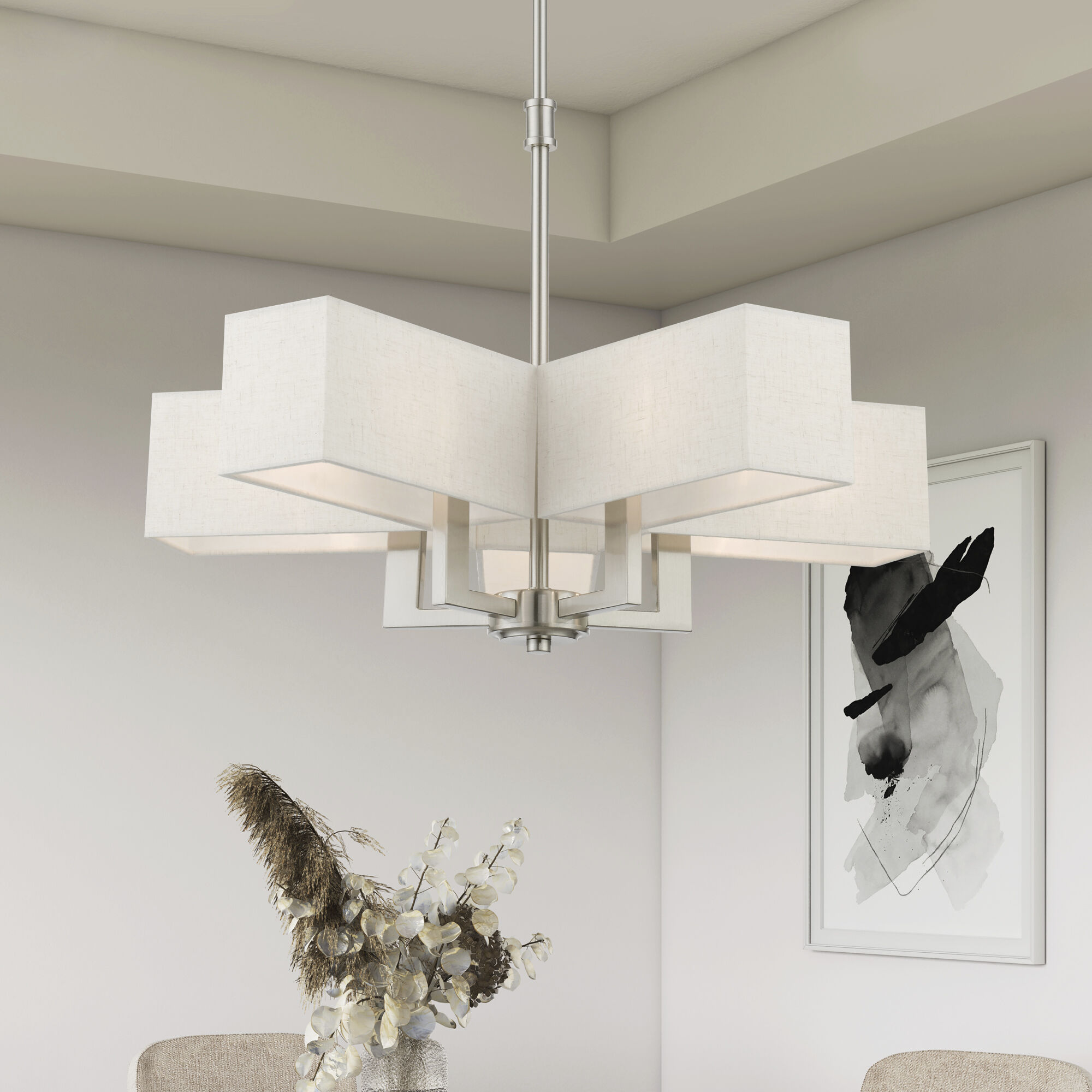 Rubix 5 Light 26 inch Brushed Nickel Chandelier Ceiling Light