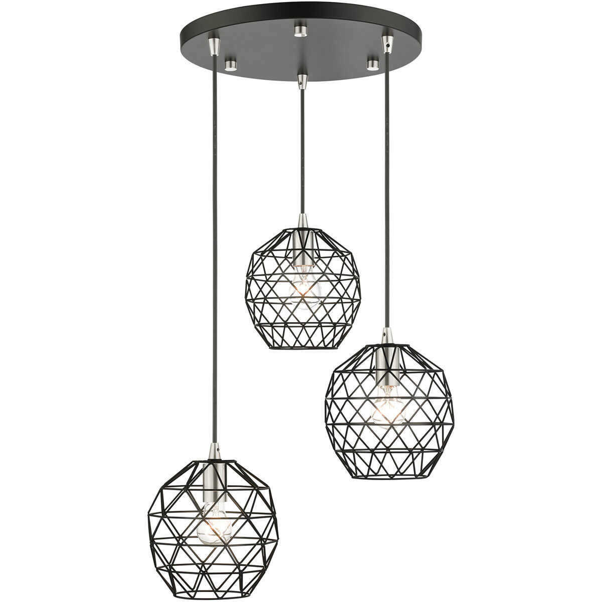 Geometrix 3 Light 20 inch Black Pendant Ceiling Light