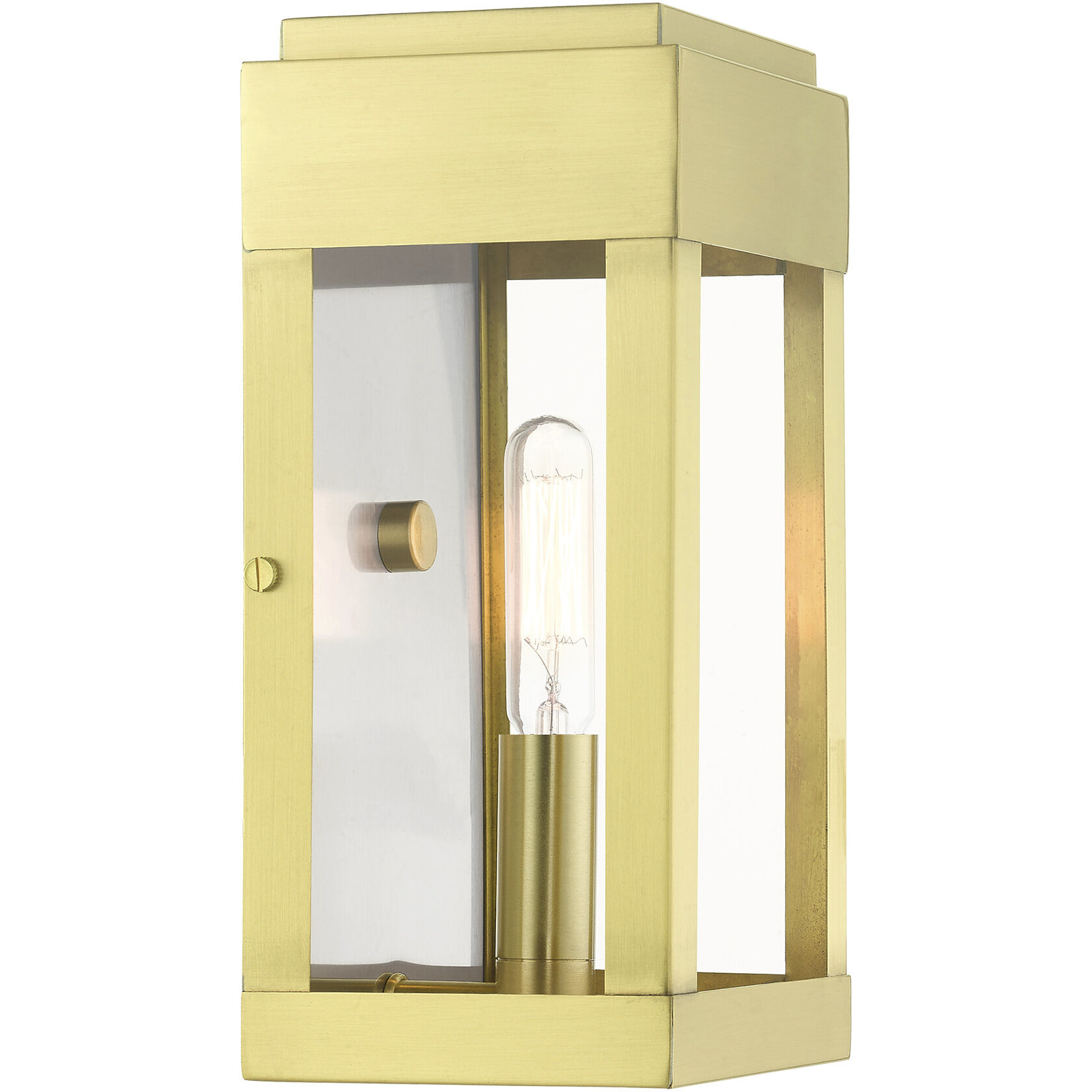 York 1 Light 9 inch Satin Brass Outdoor ADA Wall Lantern