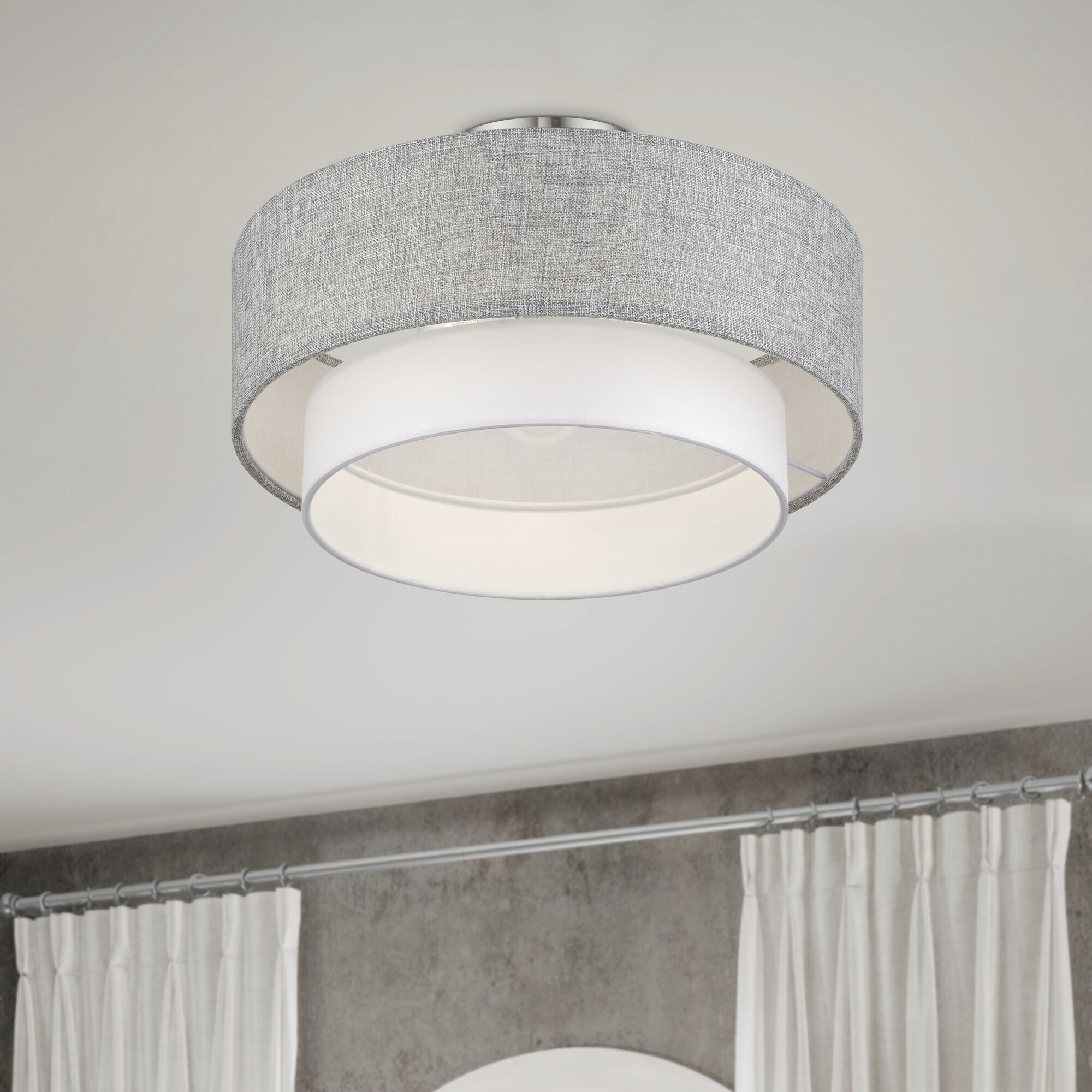 Brookmeade 3 Light 18 inch Brushed Nickel Semi-Flush Ceiling Light