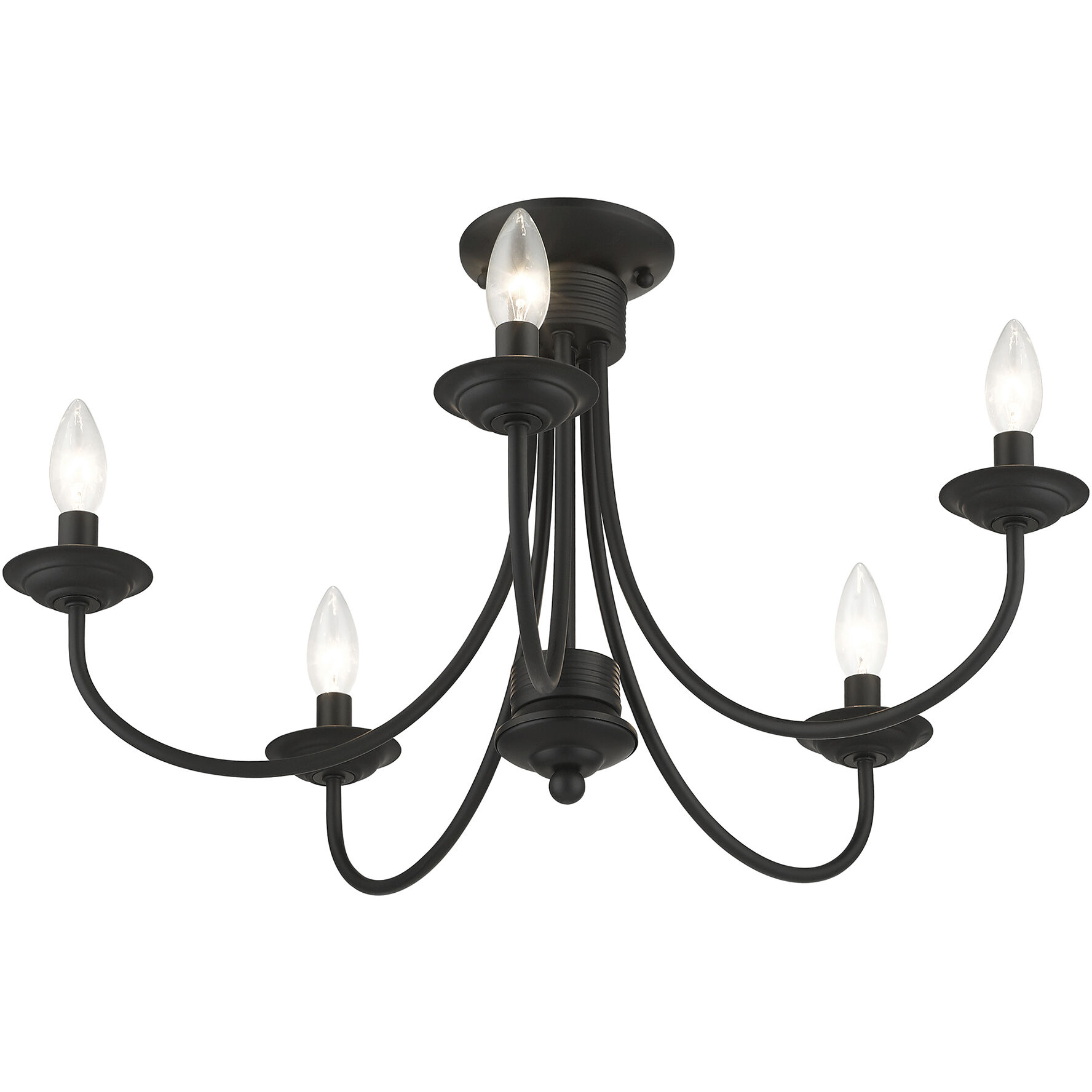 Estate 5 Light 24 inch Black Semi Flush Mount Ceiling Light, Large