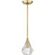 Brussels 1 Light 7 inch Natural Brass Pendant Ceiling Light, Crystal, Single
