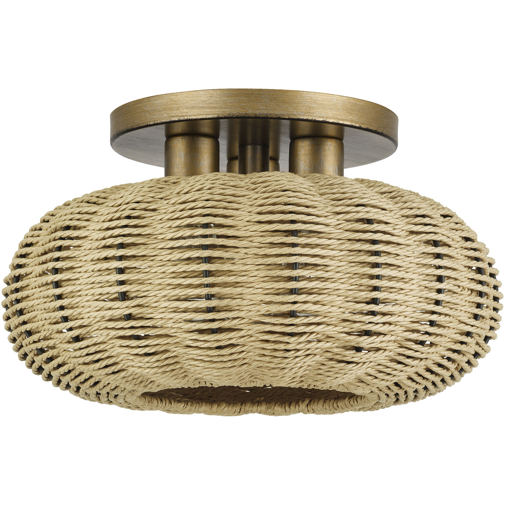 Summervine 3 Light 14 inch Antique Gold Leaf Semi Flush Mount Ceiling Light, Large