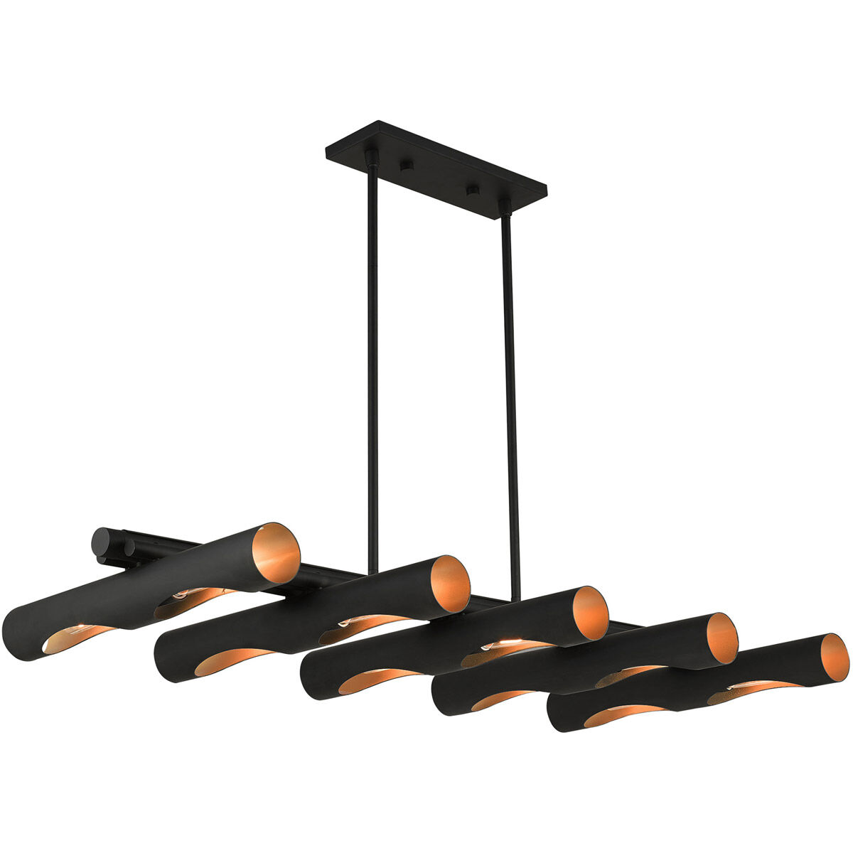 Novato 10 Light 50 inch Black Linear Chandelier Ceiling Light