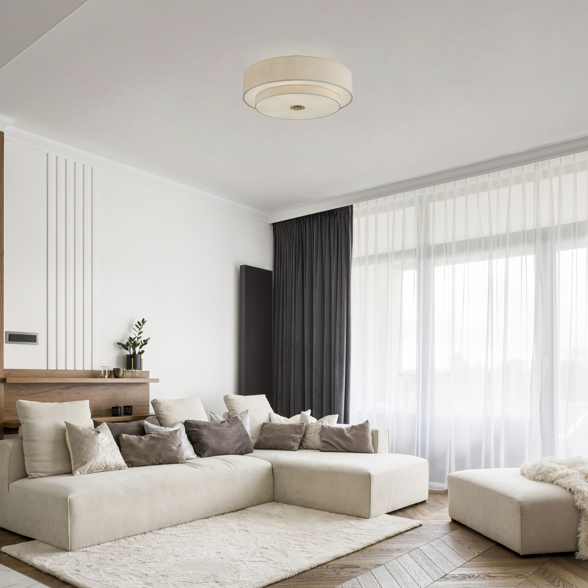 Bellingham 6 Light 30 inch Antique Gold Leaf Semi Flush Mount Ceiling Light, Extra Large