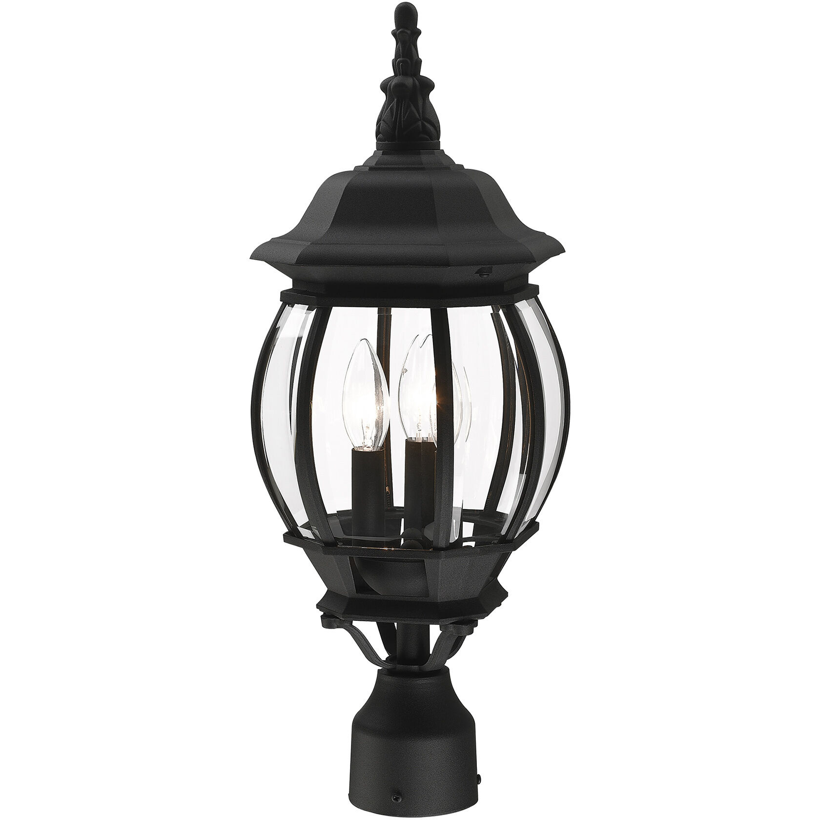 Frontenac 3 Light 21 inch Textured Black Outdoor Post Top Lantern