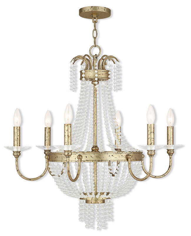 Valentina 6 Light 28 inch Hand Applied Winter Gold Chandelier Ceiling Light
