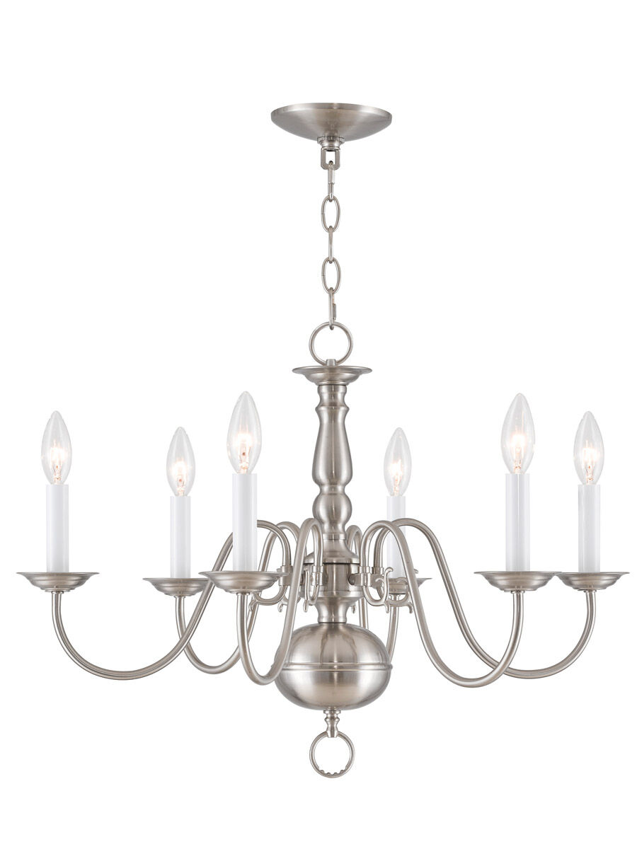 Williamsburgh 6 Light 24 inch Brushed Nickel Chandelier Ceiling Light