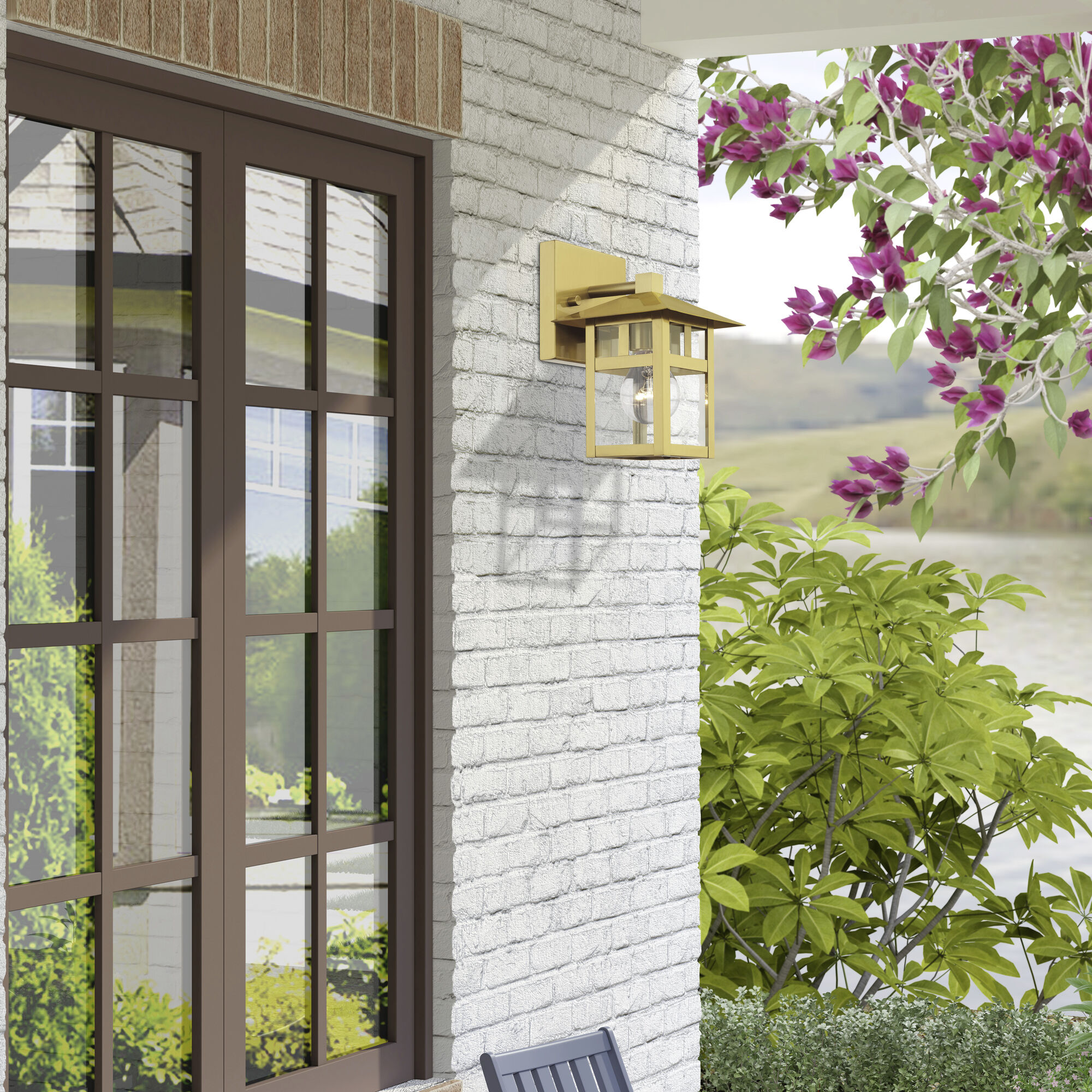 Crestlake 1 Light 8.5 inch Satin Gold Outdoor Wall Lantern