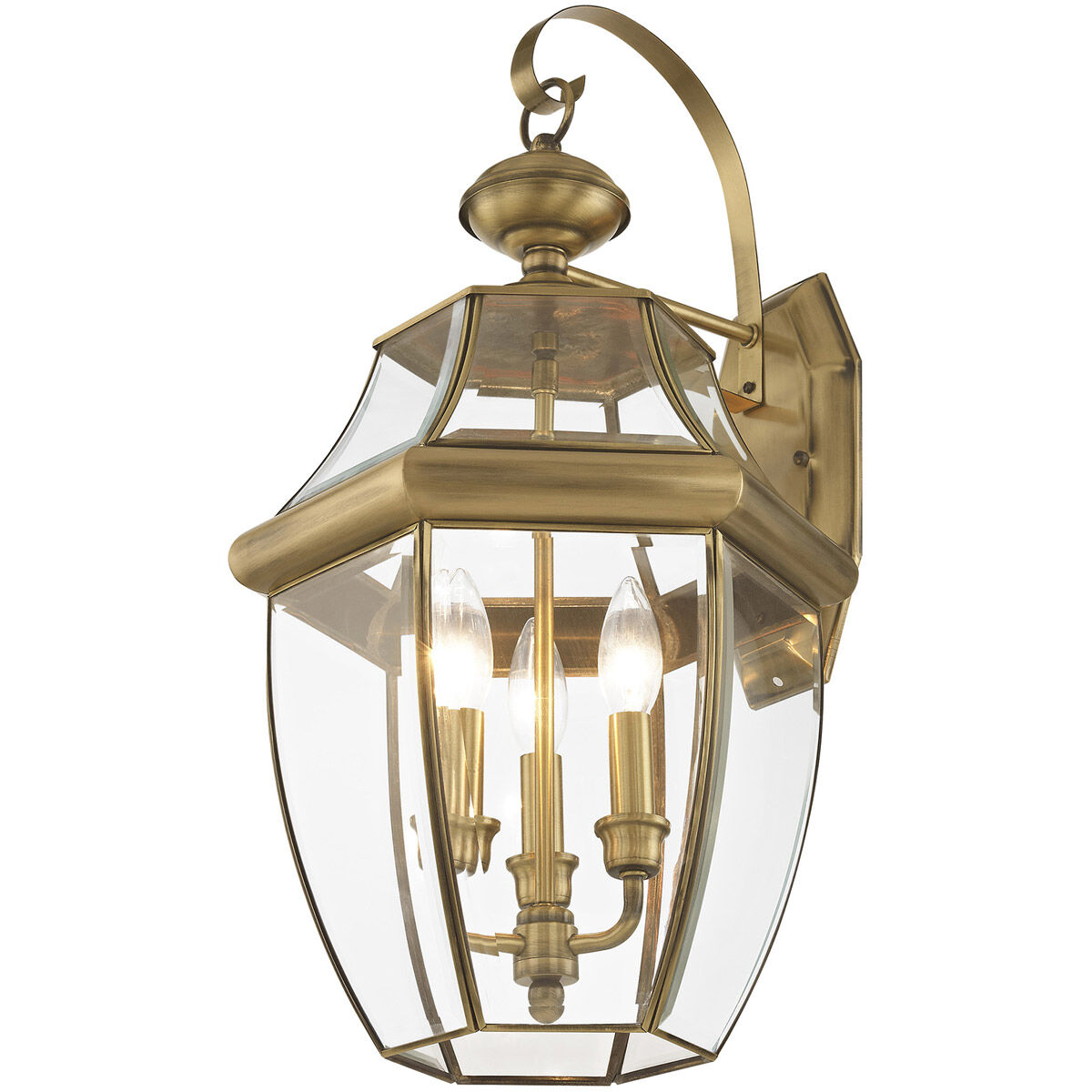 Monterey 3 Light 23 inch Antique Brass Outdoor Wall Lantern 
