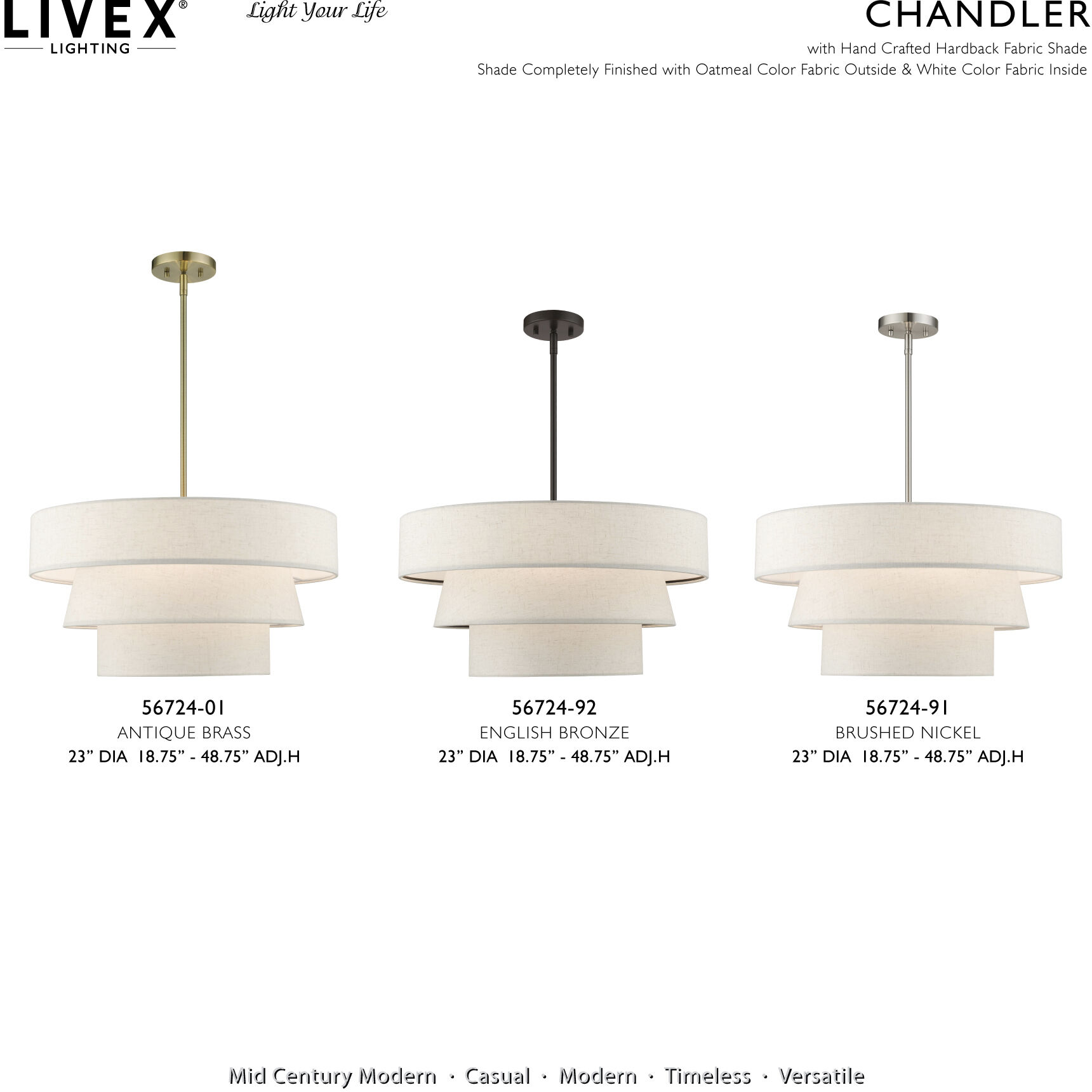Livex Lighting 56724-91 Chandler 4 Light 23 inch Brushed Nickel