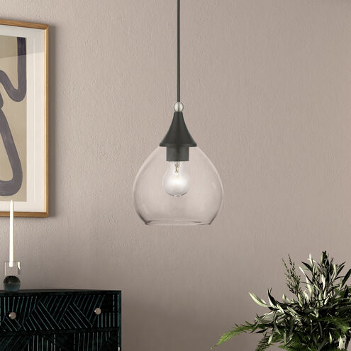 Catania 1 Light 7 inch Black with Brushed Nickel Accents Mini Pendant Ceiling Light