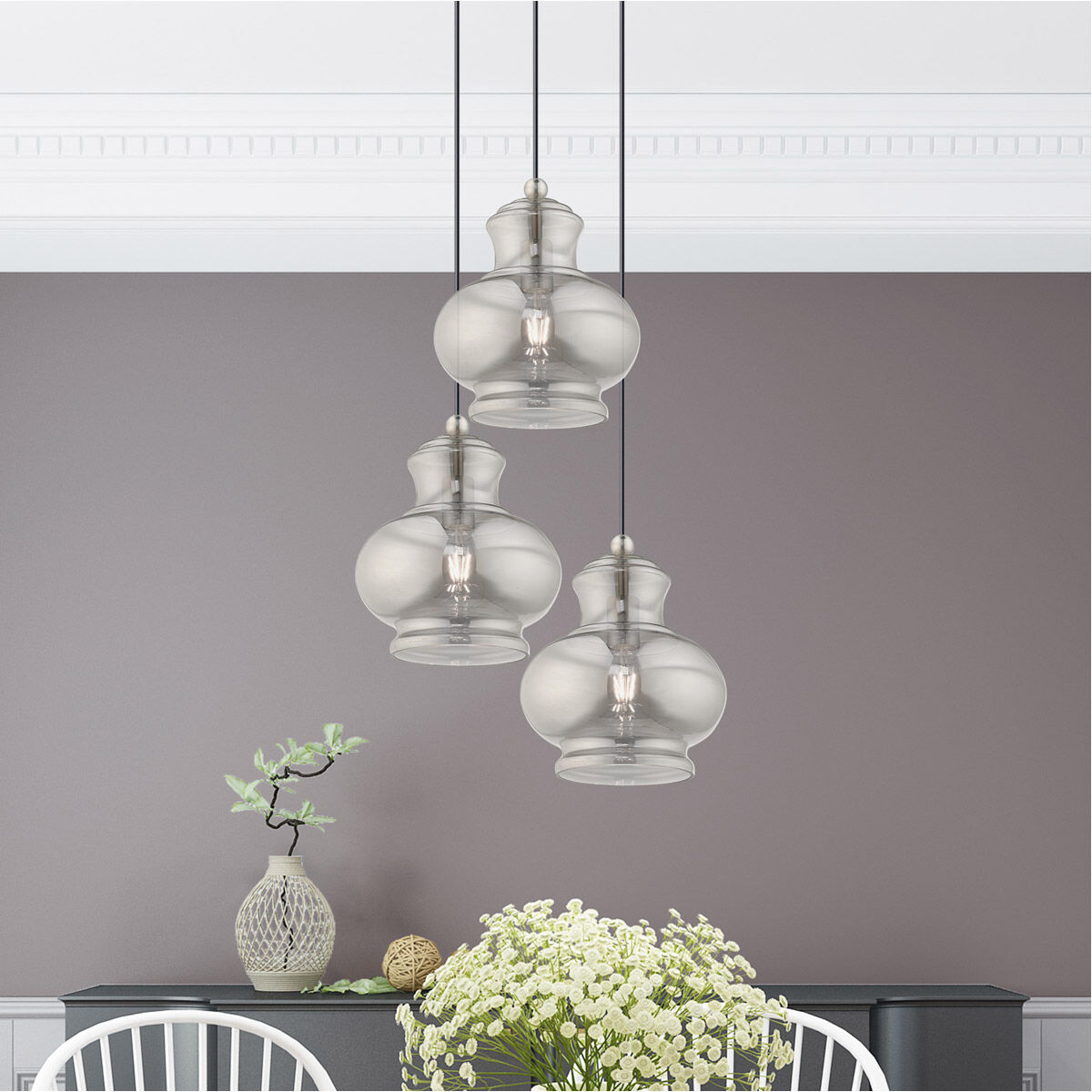 Art Glass 1 Light 10 inch Brushed Nickel Mini Pendant Ceiling Light