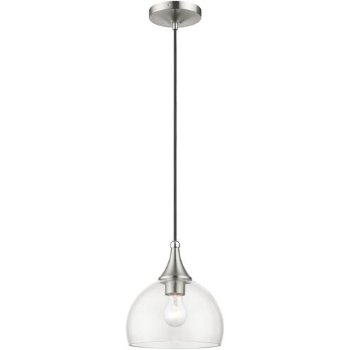 Glendon 1 Light 8.25 inch Brushed Nickel with Polished Chrome Finish Accents Glass Pendant Ceiling Light in Brushed Nickel & Polished Chrome