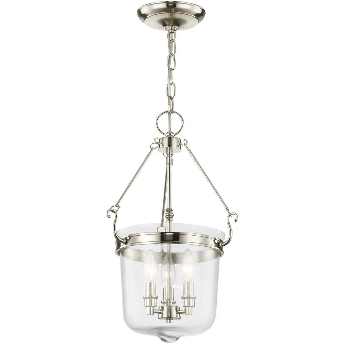Rockford 3 Light 12 inch Polished Nickel Pendant Ceiling Light