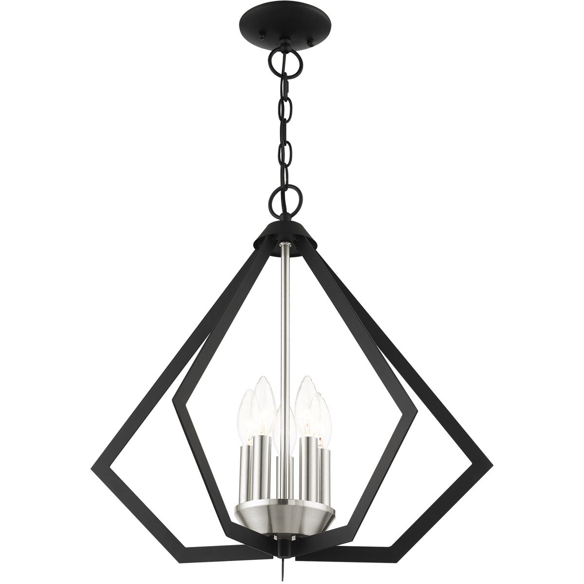 Prism 5 Light 20 inch Black with Brushed Nickel Cluster Chandelier Ceiling Light 
