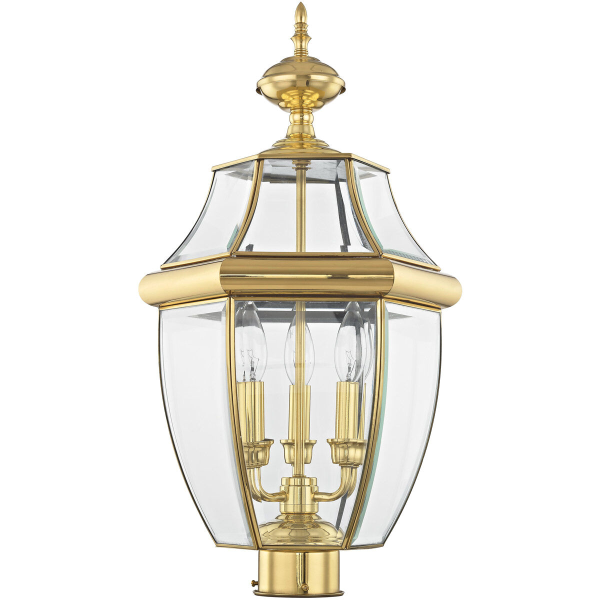 Monterey 3 Light 23.5 inch Polished Brass Outdoor Post Top Lantern
