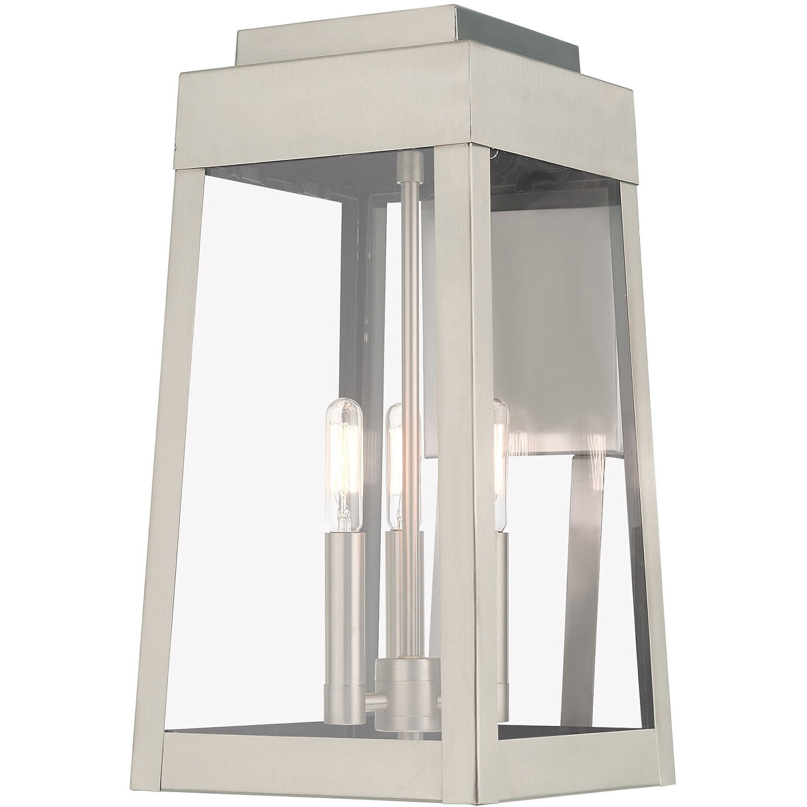 Oslo 3 Light 16 inch Brushed Nickel Outdoor Wall Lantern