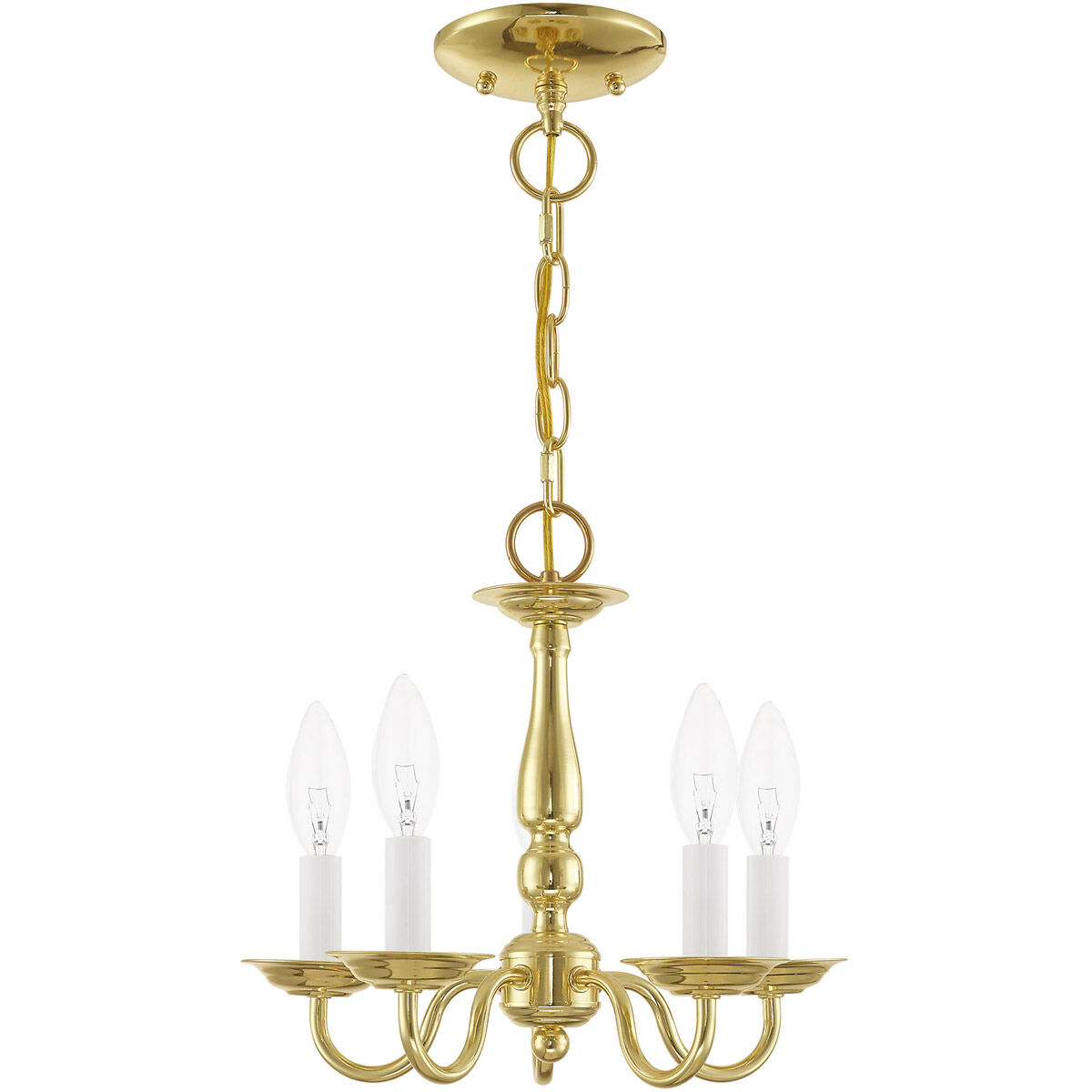 Williamsburgh 5 Light 13 inch Polished Brass Convertible Mini Chandelier/Ceiling Mount Ceiling Light