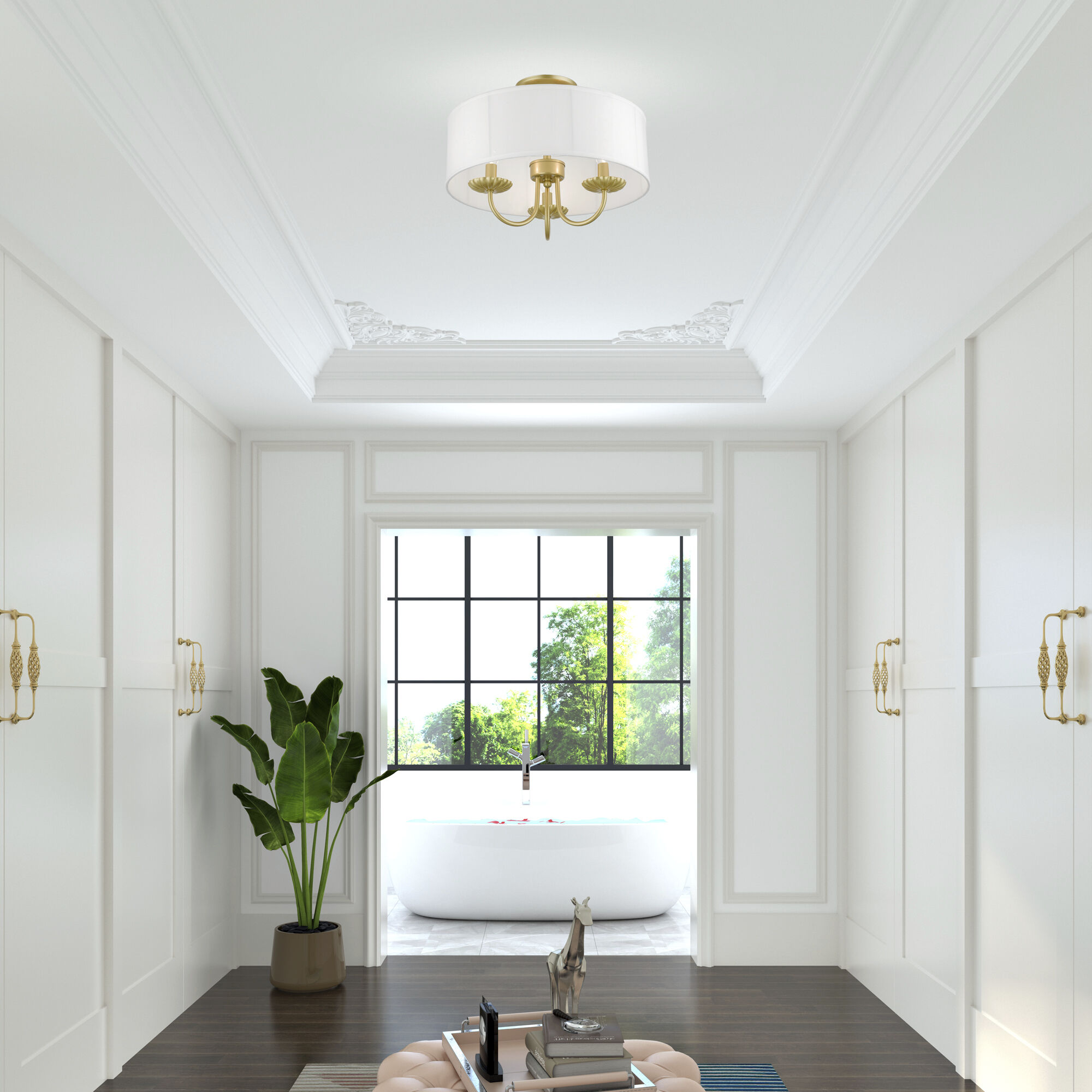 Brookdale 3 Light 16 inch Soft Gold Semi-Flush Mount Ceiling Light