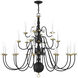 Williamsburg 22 Light 42 inch Black Chandelier Ceiling Light