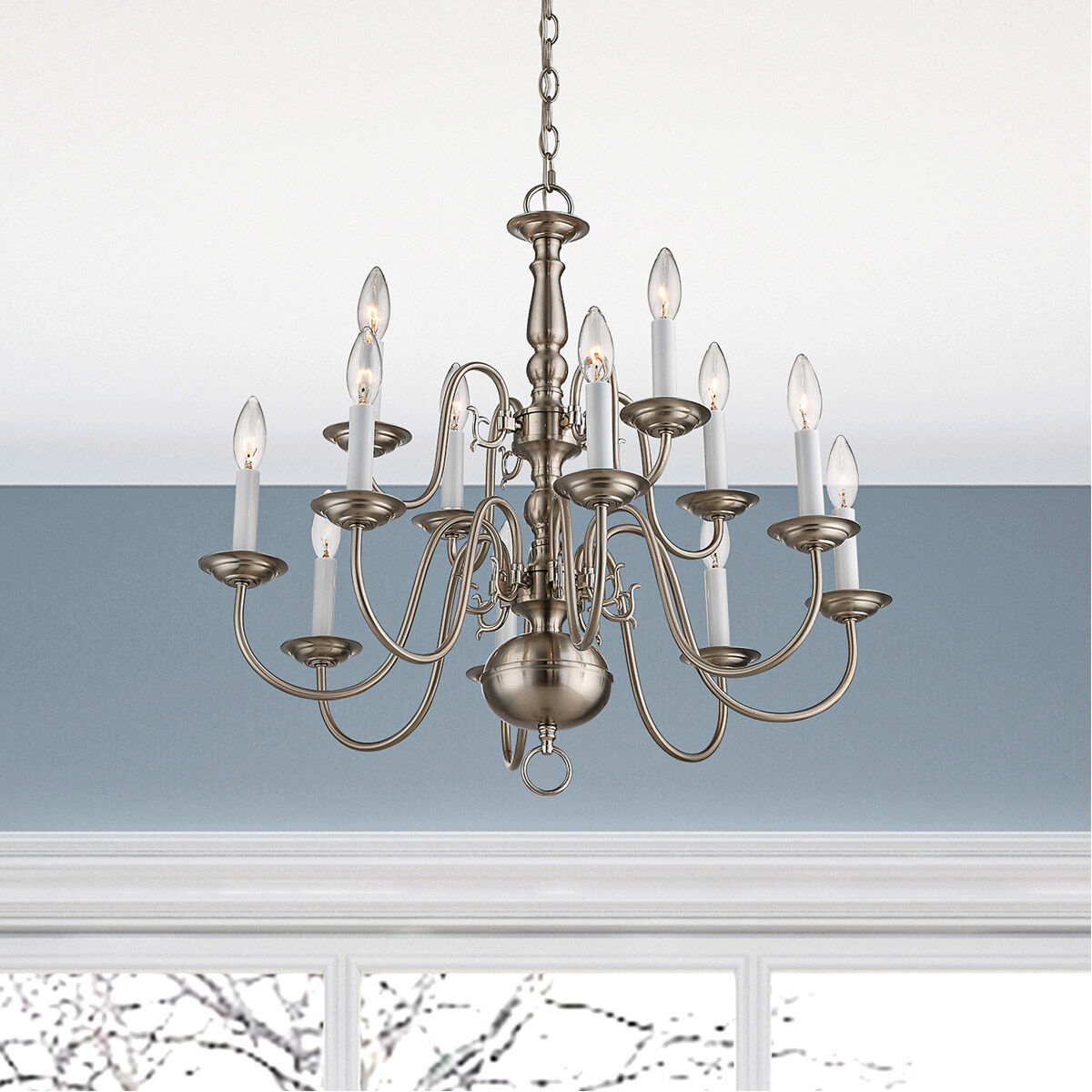 Williamsburgh 12 Light 26 inch Brushed Nickel Chandelier Ceiling Light