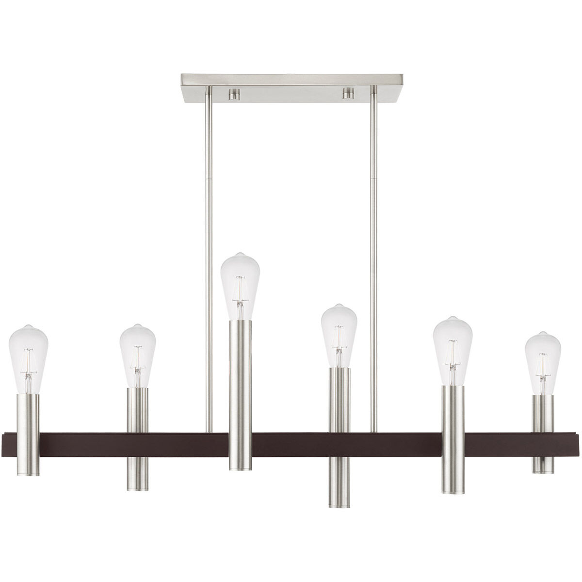 Helsinki 6 Light 8.25 inch Brushed Nickel with Bronze Accents Chandelier Ceiling Light