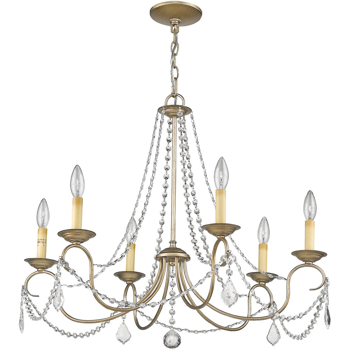 Pennington 6 Light 28 inch Hand Painted Antique Silver Leaf Chandelier Ceiling Light