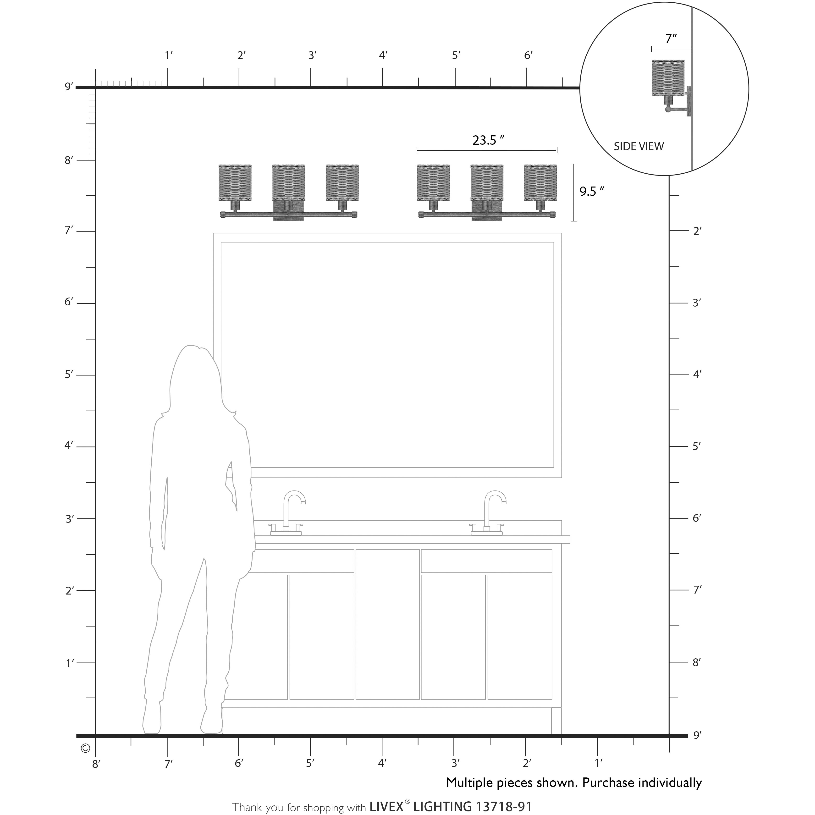 Weavington 3 Light 23.5 inch Brushed Nickel Vanity Wall Sconce Wall Light