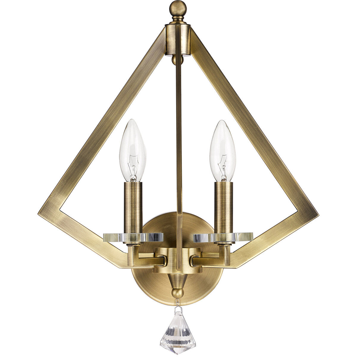 Diamond 2 Light 13 inch Antique Brass Wall Sconce Wall Light