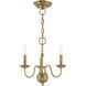 Windsor 3 Light 14 inch Antique Brass Mini Chandelier Ceiling Light