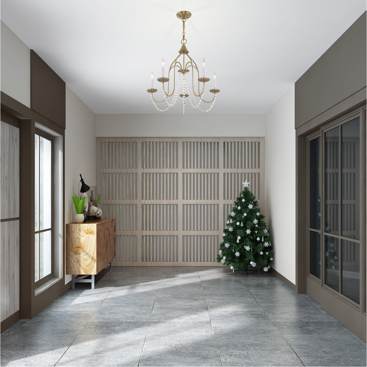 Alessia 5 Light 24 inch Antique Brass Chandelier Ceiling Light