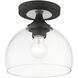 Glendon 1 Light 8.25 inch Black with Brushed Nickel Finish Accents Semi-Flush Ceiling Light in Black with Brushed Nickel Accent