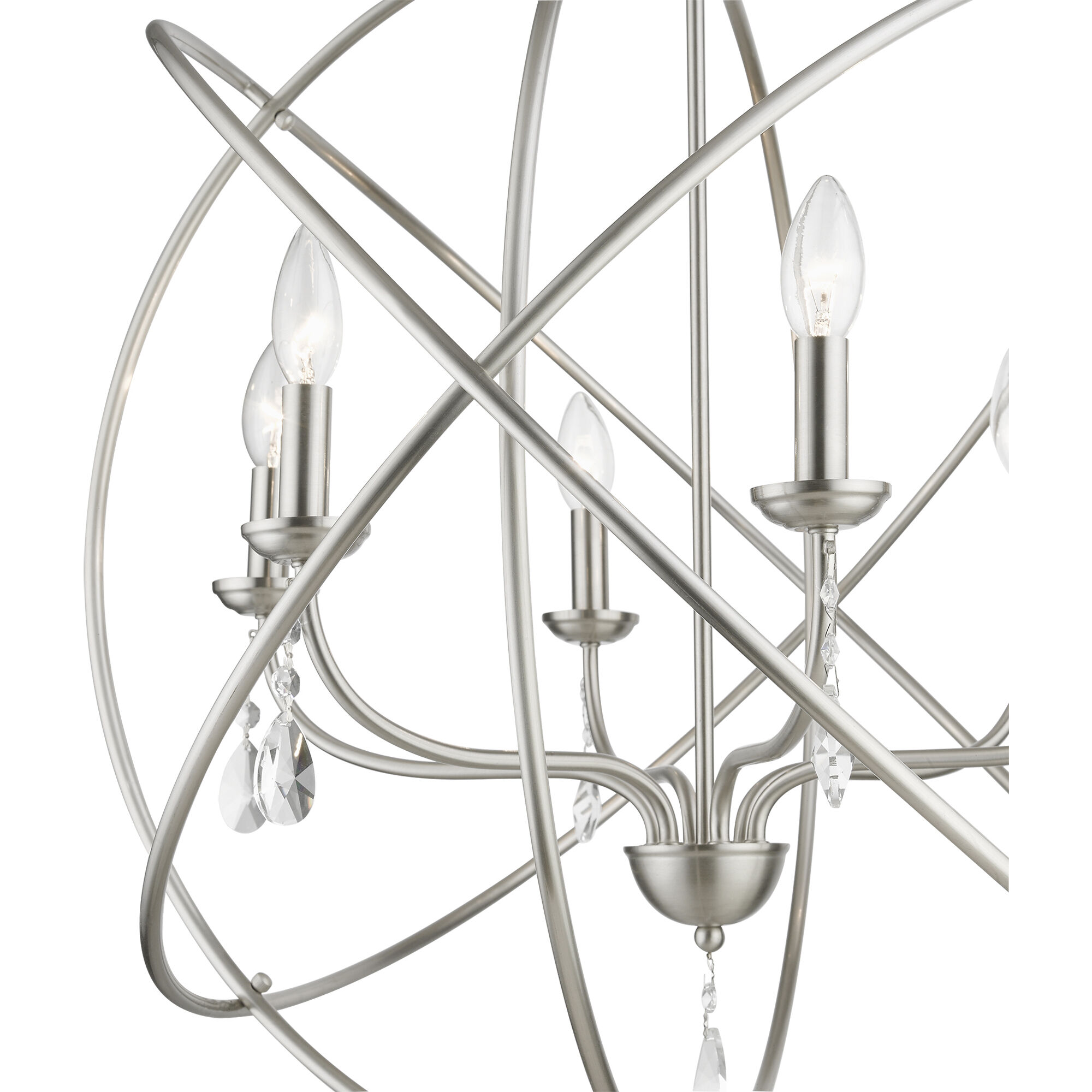 Aria 6 Light 28 inch Brushed Nickel Pendant Chandelier Ceiling Light, Globe
