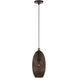 Dublin 1 Light 7 inch Bronze with Antique Brass Accents Pendant Ceiling Light