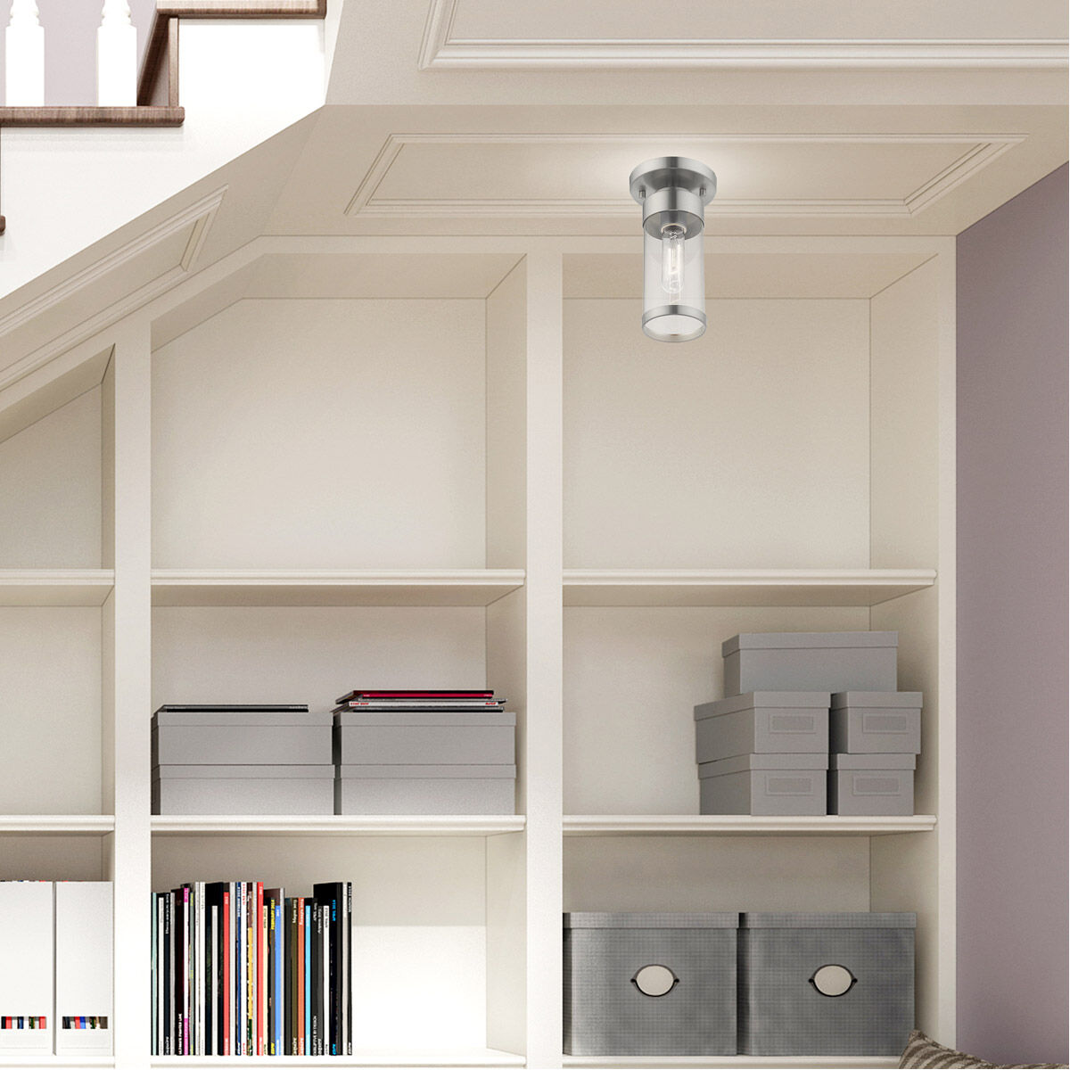 Hillcrest 1 Light 5 inch Brushed Nickel Semi-Flush Mount Ceiling Light