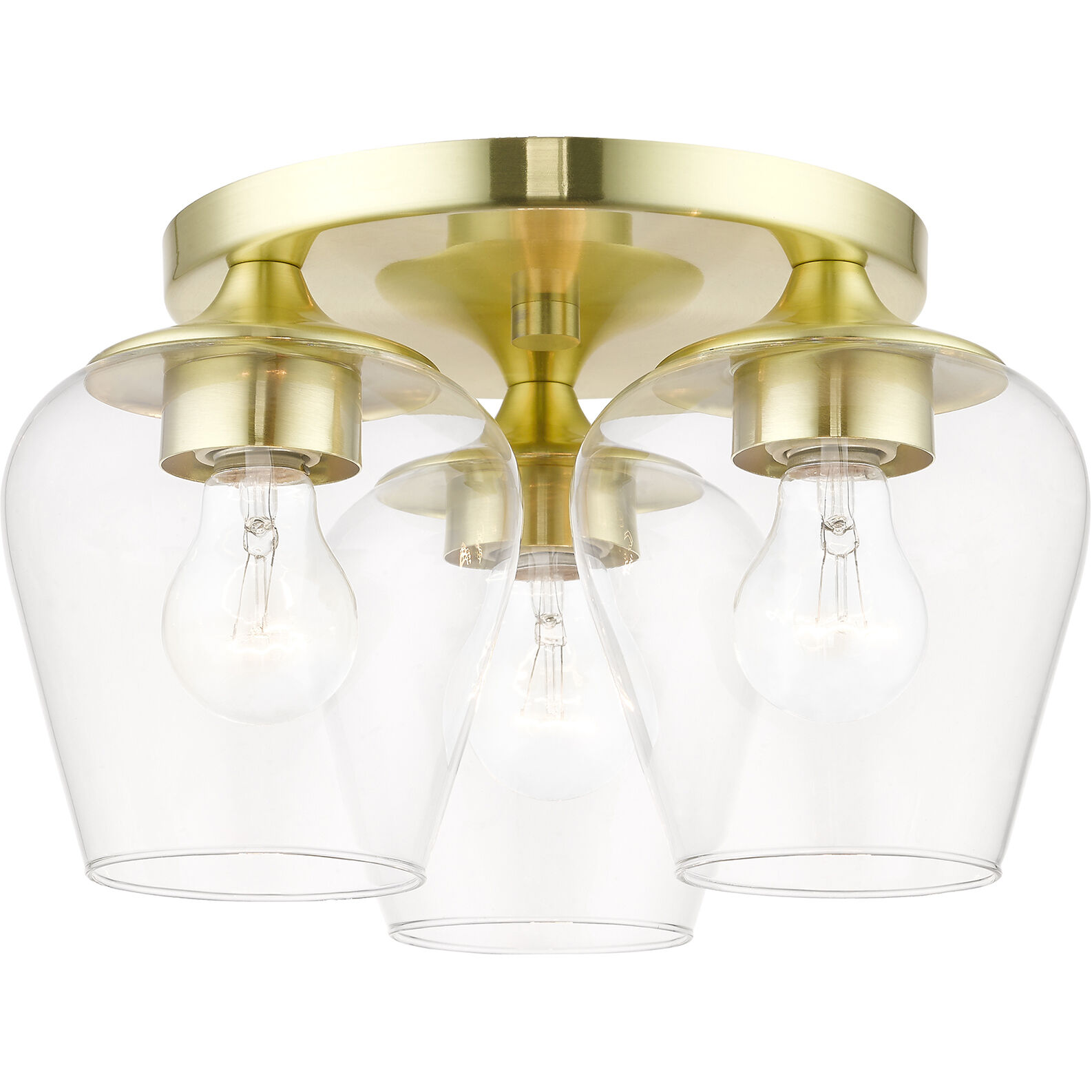 Willow 3 Light 13 inch Satin Brass Flush Mount Ceiling Light