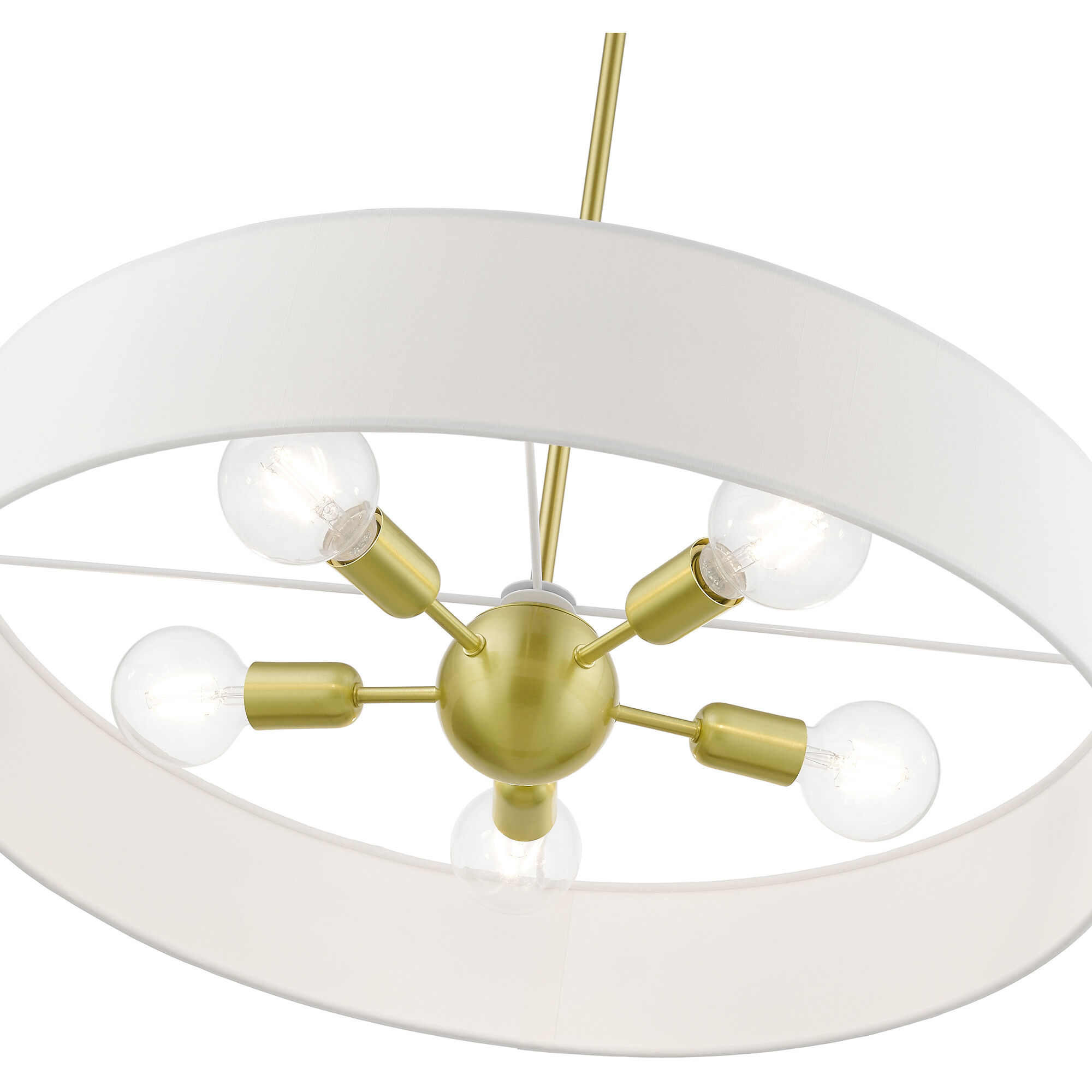 Venlo 5 Light 26 inch Satin Brass with Shiny White Accents Pendant Ceiling Light, Large